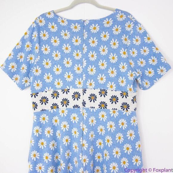 Hutch Anthropologie blue Daisy Rainey Dress V neck‎ short sleeves, size 1X - Picture 6 of 16